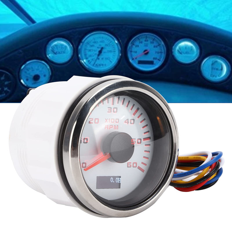 52mm Pointer Tachometer Gauge 6K RPM Tacho Meter IP67 Waterproof Universal Tacho Meter for 1 to 8 Cylinder Motorcycle Car Boat Gasoline Engine