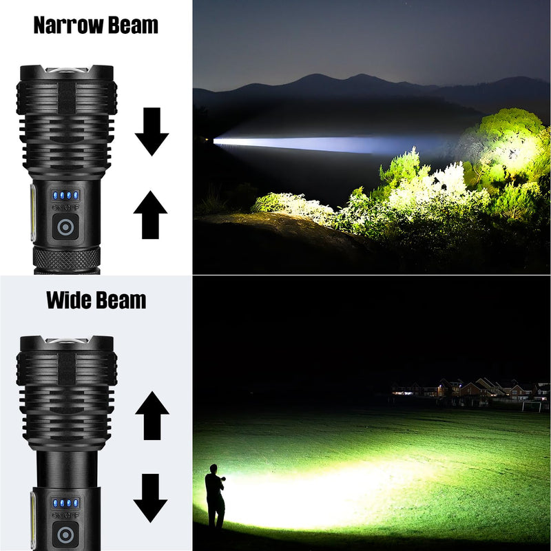 BERCOL Flashlight LED Rechargeable Flashlights High Lumens, 99,000 LM Super Bright Powerful Flashlight, High Powered Flash Lights Waterproof Handheld Flashlights for Home Camping Hiking(2 Pack)