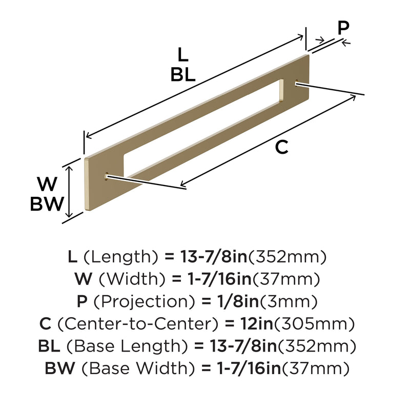 Amerock Medora 12 inch (305 mm) Center-to-Center Rectangle Golden Champagne Cabinet Pull Backplate, BP37789BBZ
