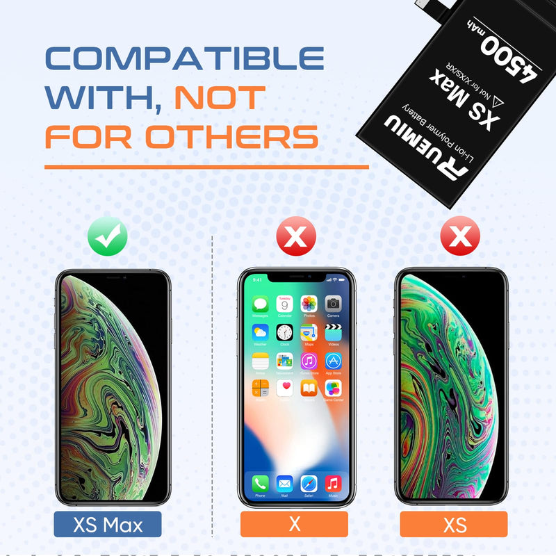 Battery for iPhone Xs Max, Upgraded 4500mAh Durable High-Capacity Replacement with Repair Tool Kit, Compatible with A1921 A2101 A2102 A2104