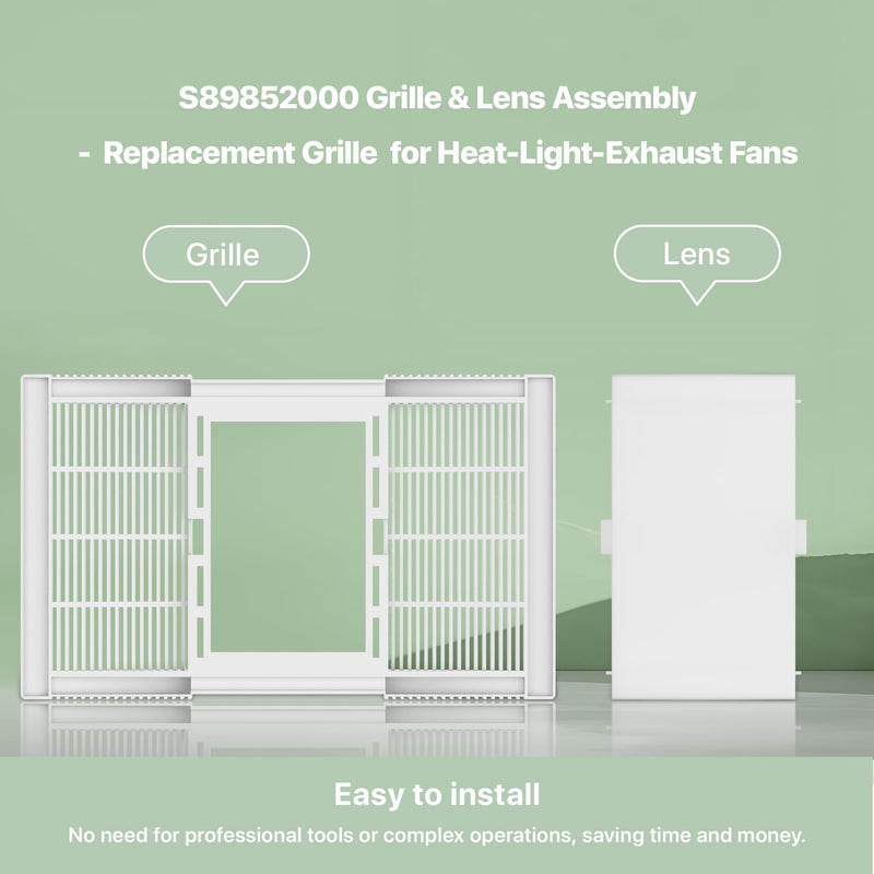 89852000 / S89852000 Replacement Ceiling Heater Grille & Vent Cover – White Bathroom Exhaust Fan Grille and Lens, Compatible with Broan-NuTone Models 605P, 660, 660P, 660RP, 665, 665N, 665P, 665RF