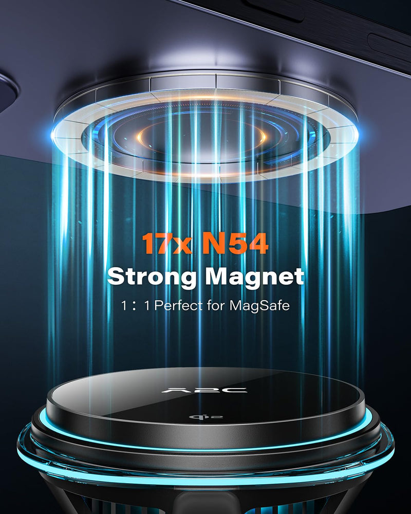 A2C Qi2 15W Wireless Car Charger CD Mount for MagSafe CD Slot | Air Vent | Magnetic Wireless Charger Phone Holder with TEC Thermoelectric Cooler, Fast Charging for iPhone 17 16 15 14 13 12 Series