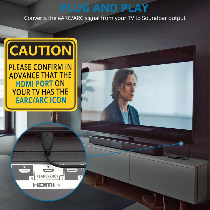  [AUSTRALIA] - AUTOUTLET HDMI eARC to Optical Audio Adapter - eARC/ARC to Optical Converter for TVs, Soundbars, Home Theaters, and Audio Systems, Support 192KHz Sampling Rate, Dolby 5.1 and DTS 5.1(NO CEC) HDMI eARC/ARC to Optical Conventer Not support CEC