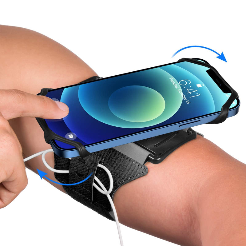 Running Armband 360°Rotatable for iPhone 17/16/15/14/13/Pro Max/Pro/Mini/12/11/SE/Xs/XR/X/8/7/Plus, Fits All 4-6.7 Inch Smartphones, with Key Holder Phone Armband for Running Hiking Biking