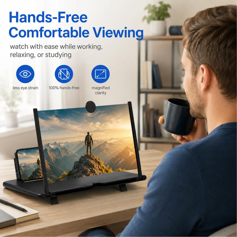 12inch 3D HD Phone Screen Magnifier | Foldable Mobile Phone Holde Phone Magnifier Screen,for Watching Movies, Videos, Games and Reading,Compatible with All Phones