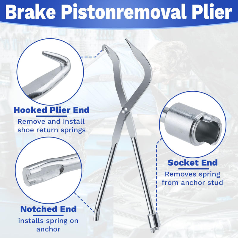 Brake Spring Pliers, Drum Brake Adjusting Tools, Shoe Return Spring Install & Remove Brake Tools, Double Ended Brake Pistonremoval Pliers, Drum Brake Spring Tool Suitable for Most Cars