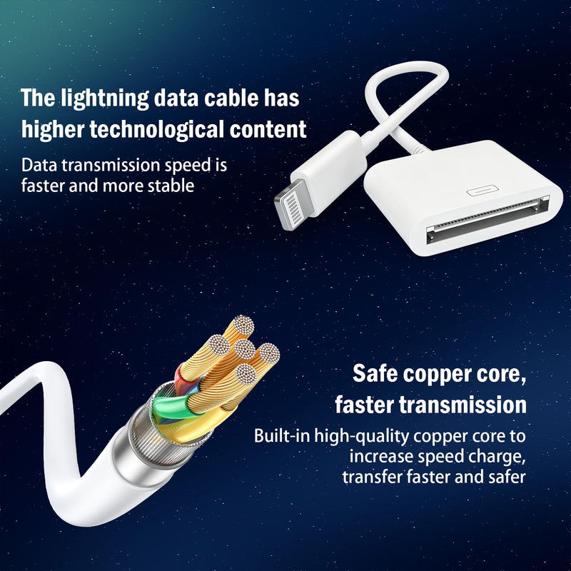 Lightning to 30 Pin Female Adapter for iPhone, 8 Pin to 30 Pin Cord 2 Pack | Apple MFi Certified, No Audio - 30 Pin Charging and Data Transfer Converter for iPhone 14 13 12 11 Xs X 8 7 6 5 4 iPad iPod