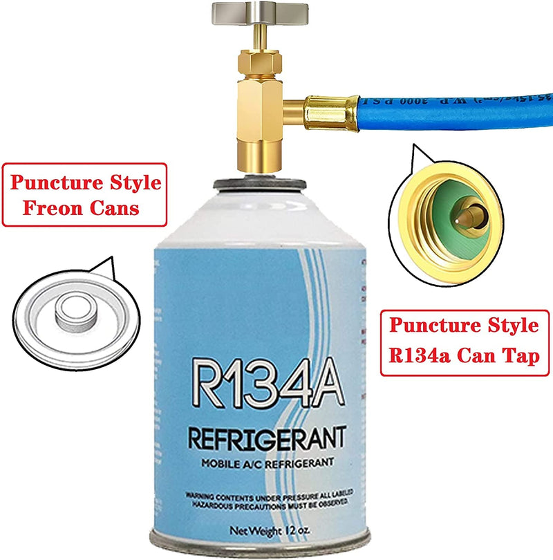 Refrigerator Freon Recharge Hose Gauge Kit-A/C R134a R12 R22 R502 Fridge Recharge Tool Kit with BPV31 Bullet Piercing Tap Valve, r134a Quick Coupler, R134a Self-Sealing Adapter for Refrigerant System B