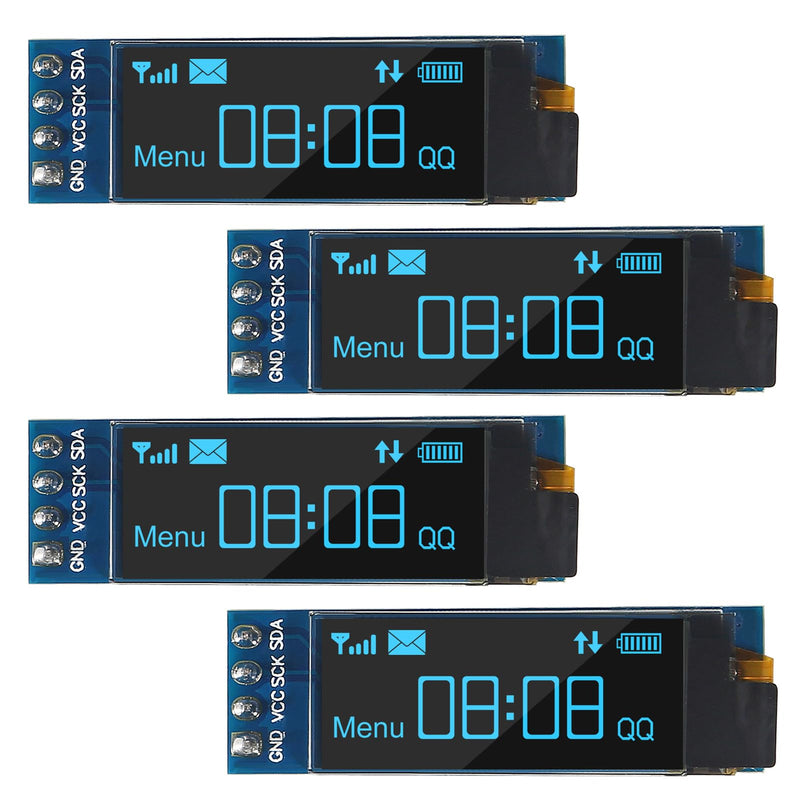4pcs I2C Display Module 0.91 Inch I2C OLED Display Module I2C OLED Screen Driver DC 3.3V~5V 4PINS for Arduino ESP32 ESP8266 AVR PIC STM32 for Raspberry pi (10pcs Blue) 10pcs Blue