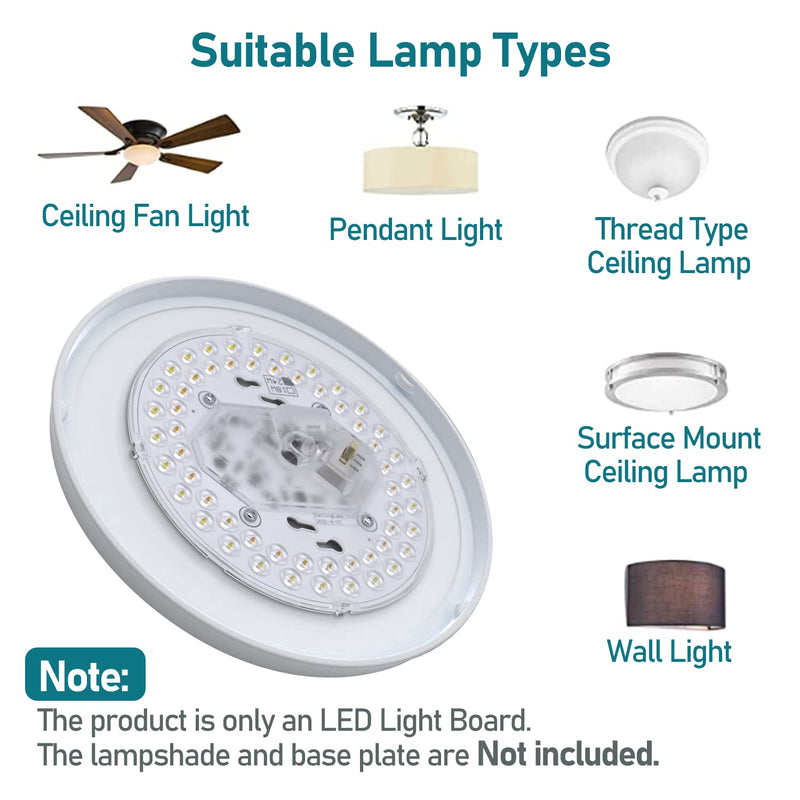 2 Pack LED Light Engine Retrofit Kit, 6inch 24W 2200Lm, 3CCT 3000K/4000K/5000K Dimmable, Ceiling Fan Kits, for Light, Pendant, Lantern 24W-2Pack