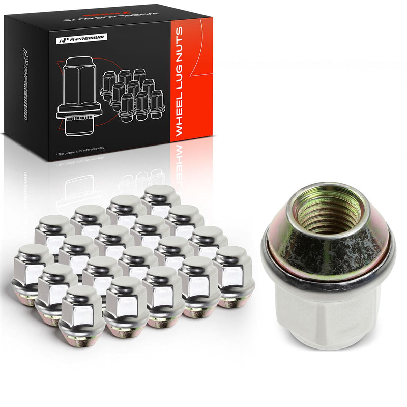A-Premium 20pcs Wheel Lug Nuts M12 x 1.5 Chrome Conical Seat Lug Nuts Compatible with BMW Chrysler Dodge Ford Honda Jeep Capped Nut 6509769AA