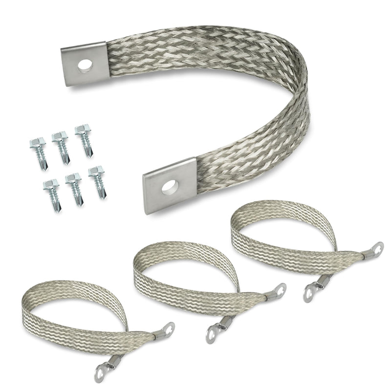 4Pcs Heavy Duty Engine Braided Ground Strap Battery Starter Chasis Body Frame Grounding Wire Straps Kit 315 Amps 40140
