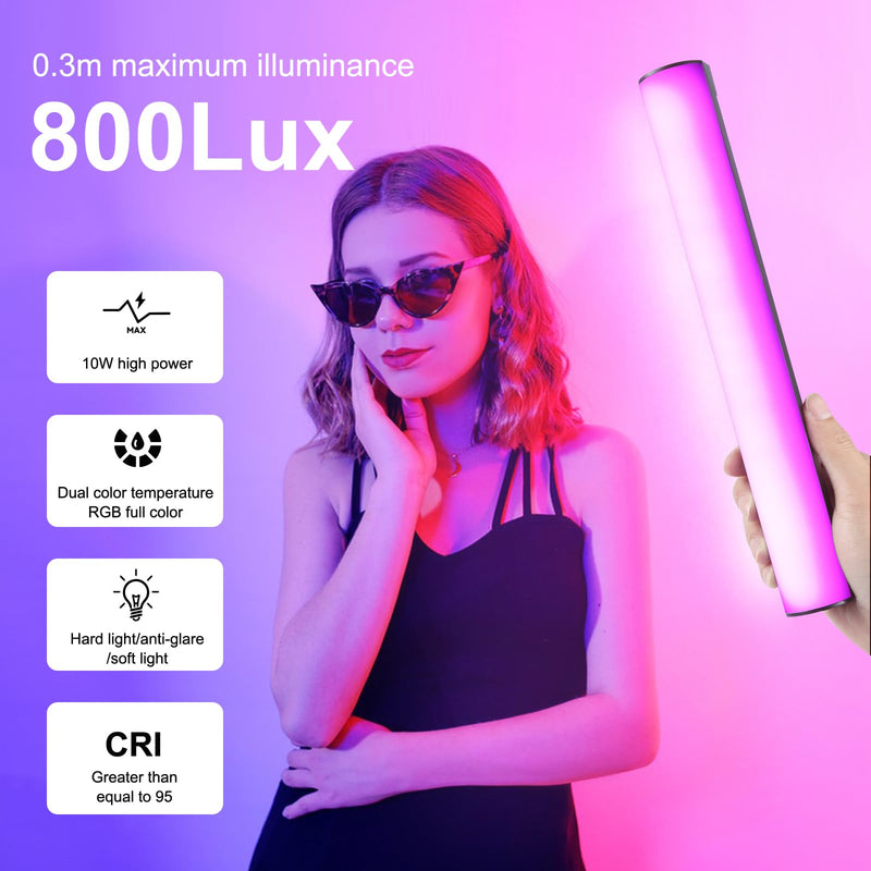 PULUZ 11.8" RGB Full Color Photography Light Stick, Holdable Magnetic LED Stick Fill Lights with 1/4 inch Screw Holes, Rechargeable Tube Light with 20 Lighting Effects for Photography Lighting 30cm/11.8"