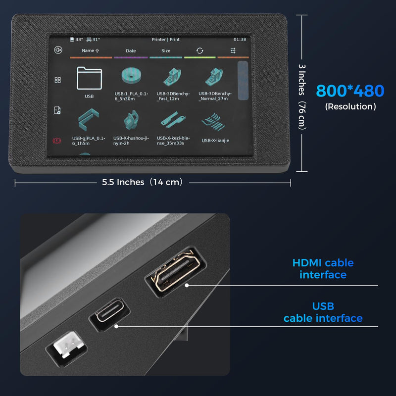 Sovol 5 Inch IPS50 HDMI Capacitive Touch Screen with Klipper Firmware and Desktop Stand for Sovol SV08 Sovol Zero 3D Printer