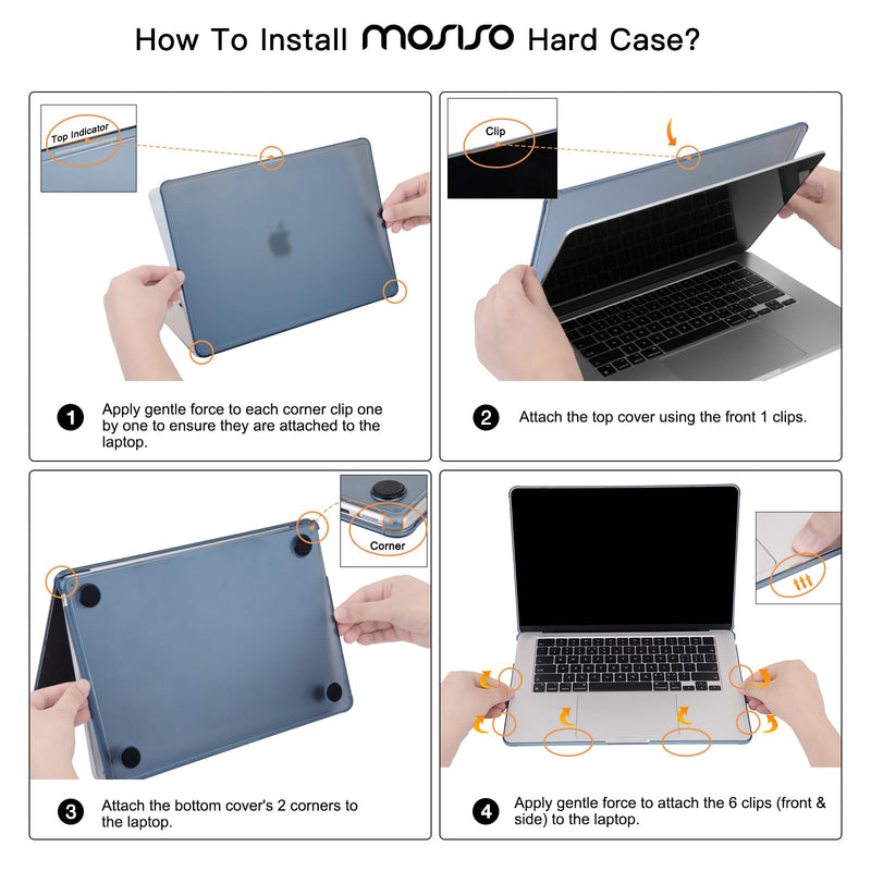 MOSISO Compatible with MacBook Air 15 inch Case M5 M4 M3 M2, Midnight | Matte Finish Protective Hard Shell with Reinforced Corners &Keyboard Cover&Screen Film for A3449 A3240 A3113 A2941