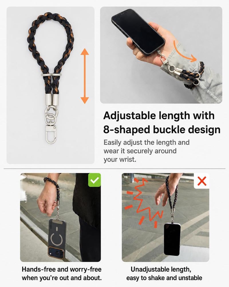Phone Wrist Strap, Adjustable Cell Phone Lanyard Strap | Charm Wrist Lanyard for Women and Men, for Phone Case, Anti Theft Phone Strap for Daily Use and Loss Prevention Off-white Gray