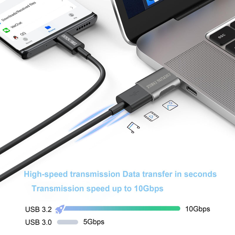 USB C to USB Adapter [4 Pack],OTG Cable | Thunderbolt3 to USB|10Gbps High-Speed | USB-IF Certified | Compatible with MacBook Pro/Air, iPhone 15, Laptops, Tablets USB C to USB 4pack-Grey