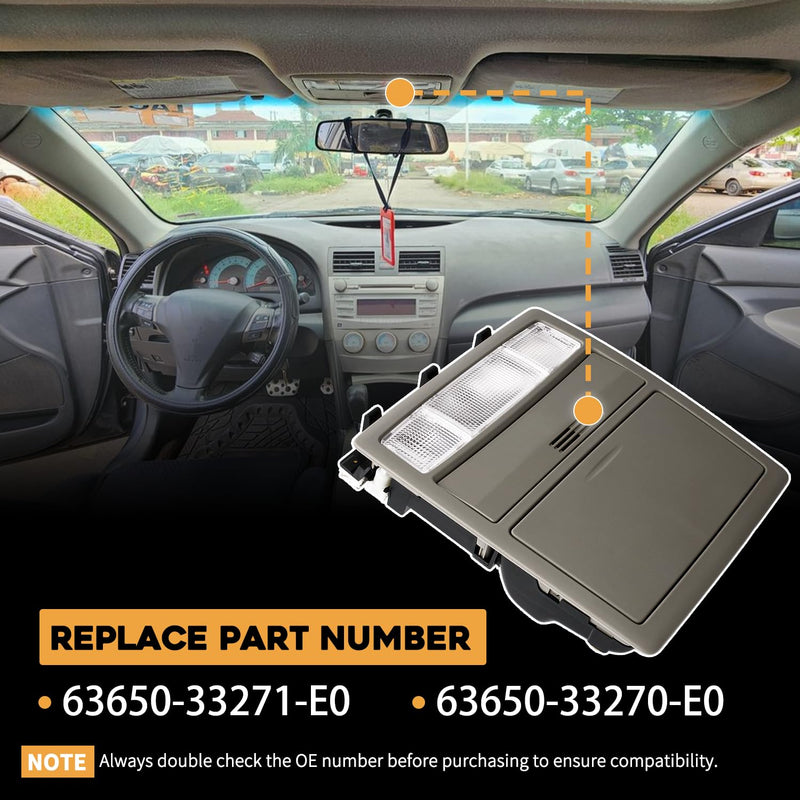 Overhead Console Dome Lamp Assembly Fit for Toyota Camry 2007‑2011 Overhead Roof Display Light Replaces 63650‑33271‑E0 63650‑33270‑E0