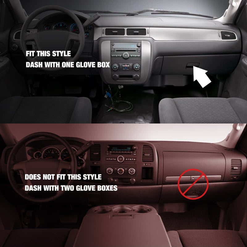 Dashboard Dash Cover Mat Carpet Compatible with 07-14 Chevy Tahoe Suburban Denali Avalanche GMC Yukon/XL,07-13 Chevy Silverado Sierra Without Dash Speaker and Only One Glove Box(Airbag box can open) 07-14 Chevy&GMC(2)