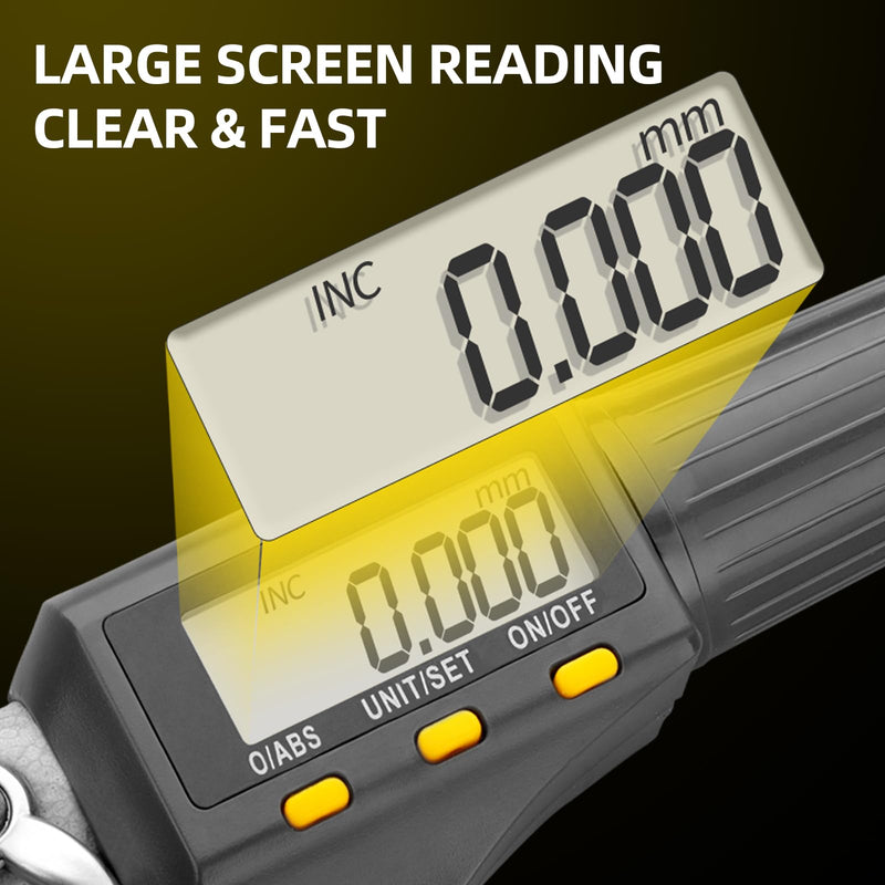 Digital Micrometer Measuring Tool, Professional Inch/Metric Precision Thickness Gauge with Extra Battery, DIY and Household Use 0.00005"/0.001 mm Accuracy Micrometers Machinist Tools 0-25mm
