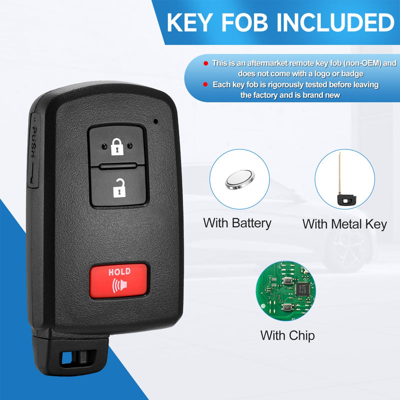 Smart Key Fob Replacement Remote fits for Toyota Tacoma 2015 2016 2017 2018 2019 2020 2021 2022 Tundra 2019-2021 4-Runner 2020-2021 Sequoia 2022 Car Keyless Entry Remote 315Mhz HYQ14FBB 231451-0010
