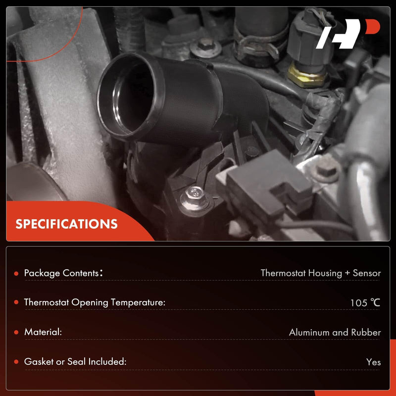 A-Premium Upgraded Aluminum Engine Coolant Thermostat Housing Assembly with Sensor & O-ring Compatible with Chevy Cruze 11-16, Sonic 12-20, Trax 13-21 & Buick Encore 13-21, 1.4L, Replace# 55565336