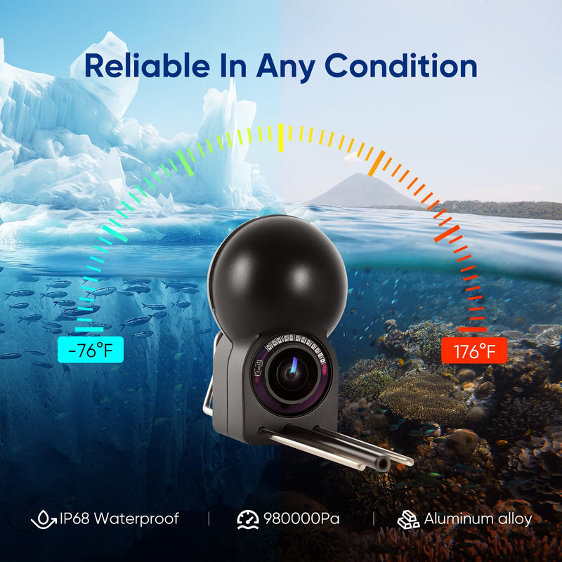 Underwater Fishing Camera 5 Inch, 1000TVL IPS Monitor Fish Finder, Wide Angle IP68 Waterproof, Infrared Night Vision with 65ft Cable for Ice, River and Boat-S26 S26