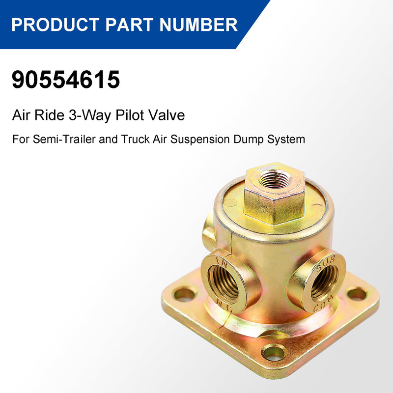 90554615 3-Way Pilot Valve - Replacement for Haldex 90554615 Pilot Valves - 1/8"-1/4" NPT Ports Air Ride Pilot Valves for Semi Trailers and Trucks
