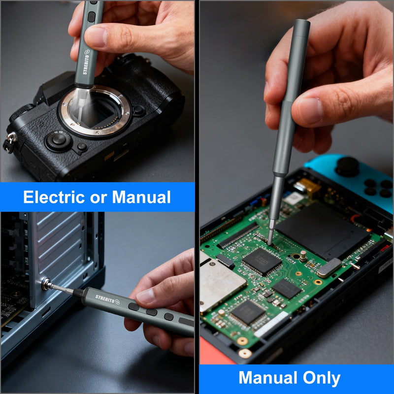 STREBITO Mini Electric Screwdriver Set, 67 in 1 Electric Precision Screwdriver - 50 S2 Magnetic Bits, 5 Torque Settings, 4 LED Lights, Electric Screwdriver Kit for PC Phone Laptop Camera Electronics Blue
