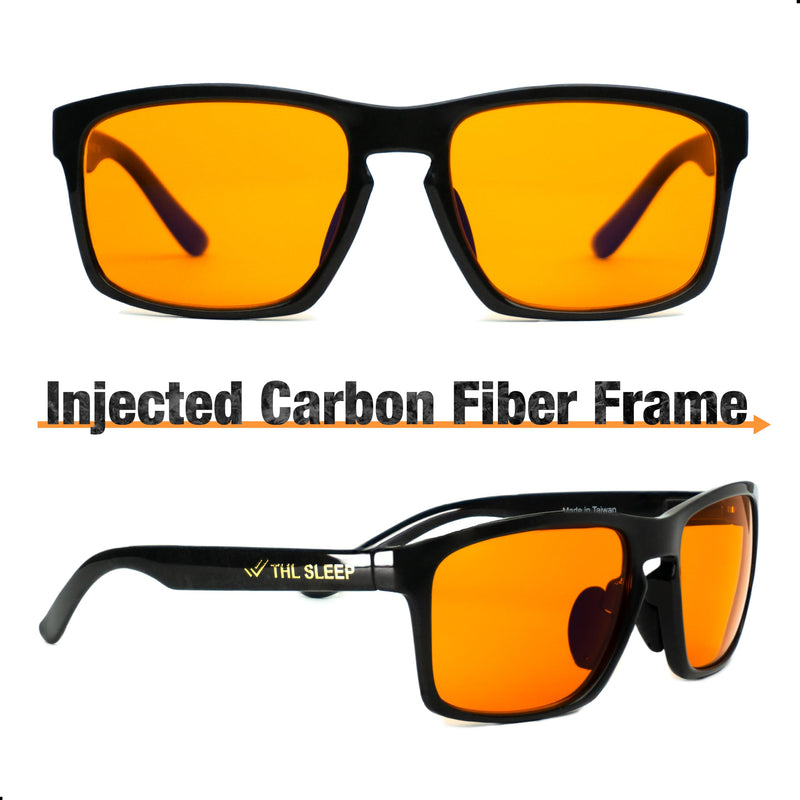 Carbon Reinforced Nylon Blue Light Blocking Glasses for Better Sleep - Orange Computer Migraine Glasses for TV Smartphone - EliteX Carbon Amber Nighttime Gaming Gamer Glasses for Screen Eye Strain