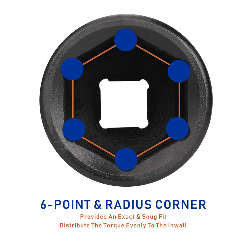 TurstAid 3/4 Inch Drive Impact Socket 60mm, Heavy Duty Cr-Mo Deep Impact Sockt, 6-Point Design, Metric