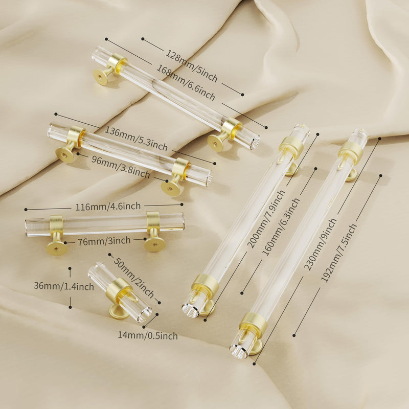 Cabinets Handles Crystal Kitchen Cabinet Knobs 6 Pack Dresser Hole Center 96mm Brushed Gold Brass Pulls, Glass Closet Drawer Drawers Cupboard Hardware, Bathroom Bedroom Pull 3 3/4 inch Hole Center : 3-3/4 Inch (96mm)
