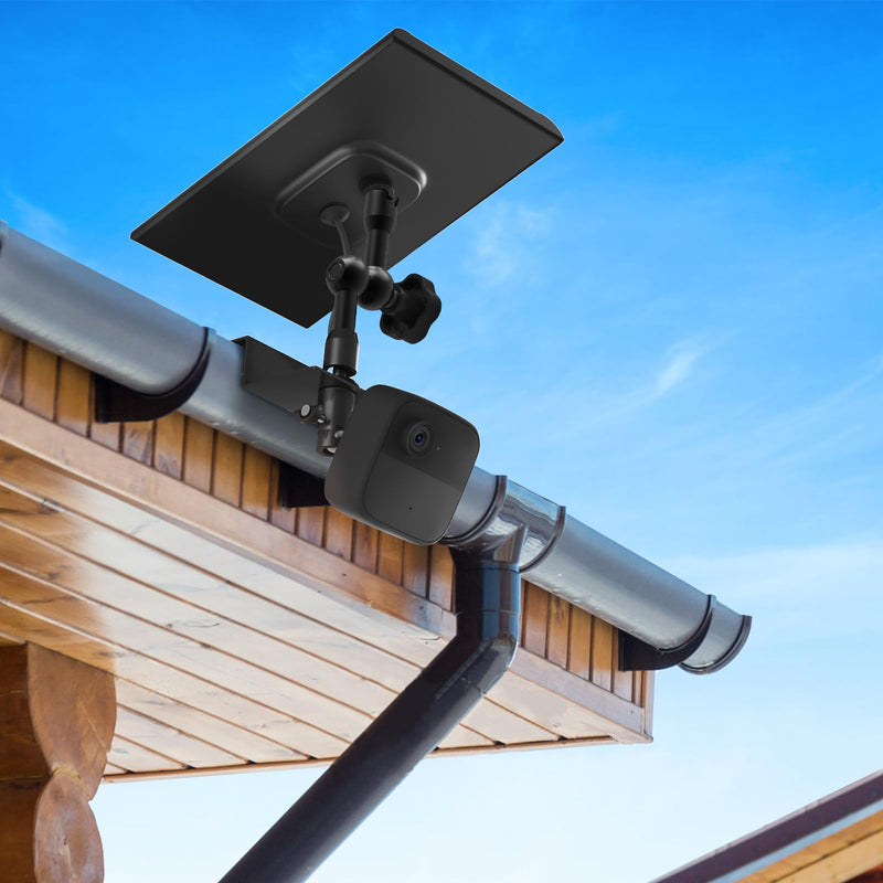 2-in-1 Weatherproof Gutter Mount for Blink Outdoor (3rd Gen), Blink Outdoor 4(4th Gen) and Blink Solar Panel, Adjustable No Drilling Wall Mount, Perfect Angle to Get Maximum Solar Power (Black)