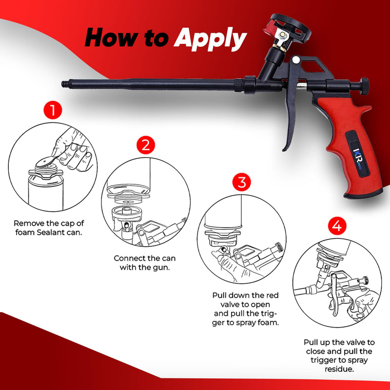 ixirpro Mega Professional Expanding Foam Spray Gun (2 Insulation Guns + 18 Extenders) PU Insulating Applicator Heavy Duty Metal Body Dispensing Foam Gun Suitable for Caulking, Filling, Sealing 2 Pack