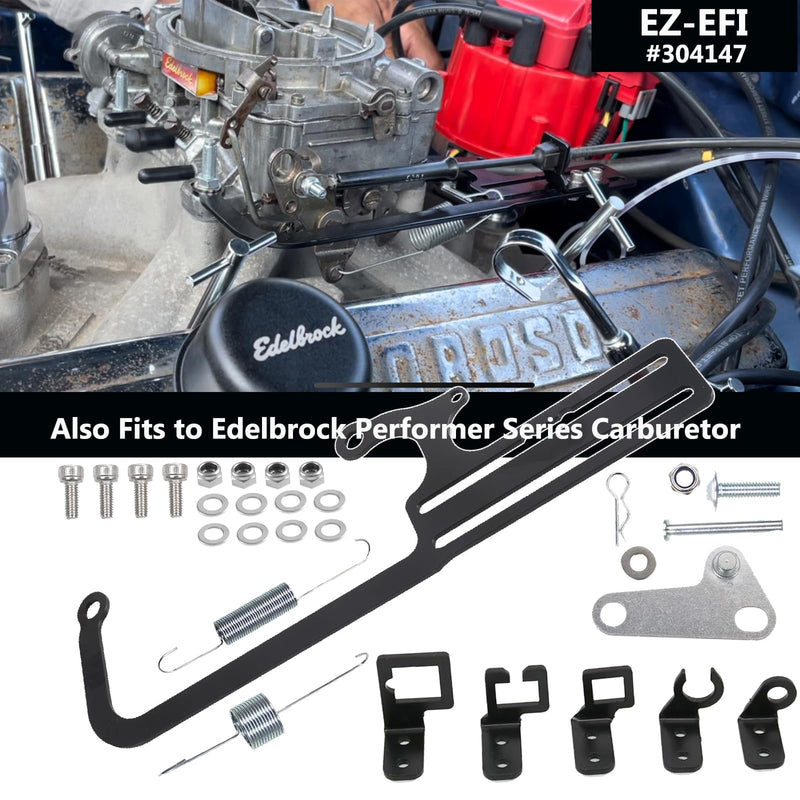 EZ-EFI 304147 Throttle Cable Mount Kits For 4150 Carburetor Throttle Cable Mount Bracket Steel Black Adjustable for Automatic Transmission TV Cables for GM 700R4 Transfer (304147)