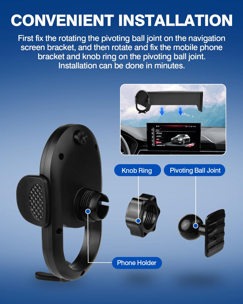 Autorder Custom Fit for Car Phone Holder Audi A4 A5 2020-2025/Q5 2021-2025 Accessories 360° Rotation Phone Mount 10.1" Screen Cell Phone Automobile Cradles Hands-Free Anti-Shake and Anti-Vibration 10.1 Inch