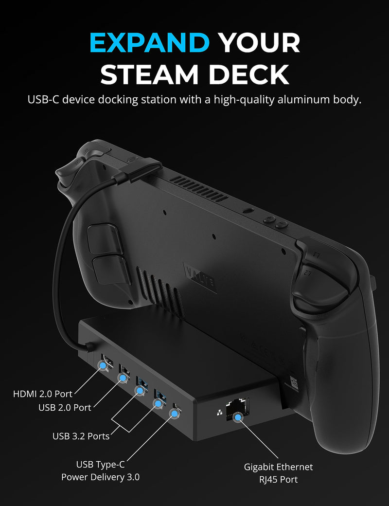 SABRENT Docking Station Compatible with Steam Deck, 7-in-1 Dock with M.2 SSD Slot, HDMI 2.0 4K@60Hz, Gigabit Ethernet, Dual USB-A 3.2 and Single USB 2.0 Ports with 90W USB-C Charging Port Dock with M.2 Slot