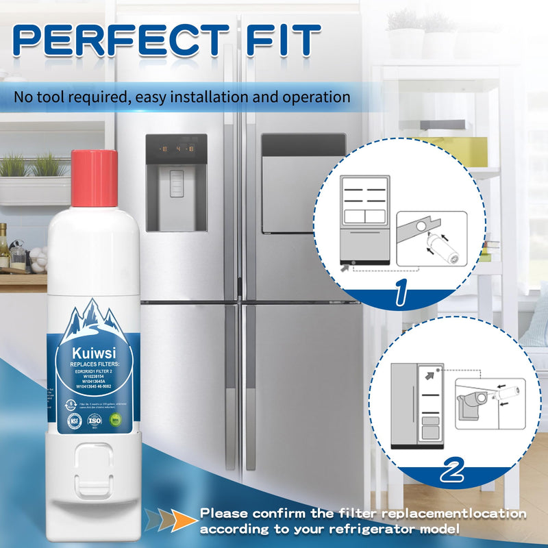 KAD2RXD1 Water Filter 2 Replacement for KitchenAid KRFF577KPS02, KRMF536RPS01, KRQC736RPS, KRMF706ESS01, KRFC704FPS, KRMF706EBS01, KRFF507HPS02, KRFC604FSS, KRMF606ESS, 2 Pack White 3