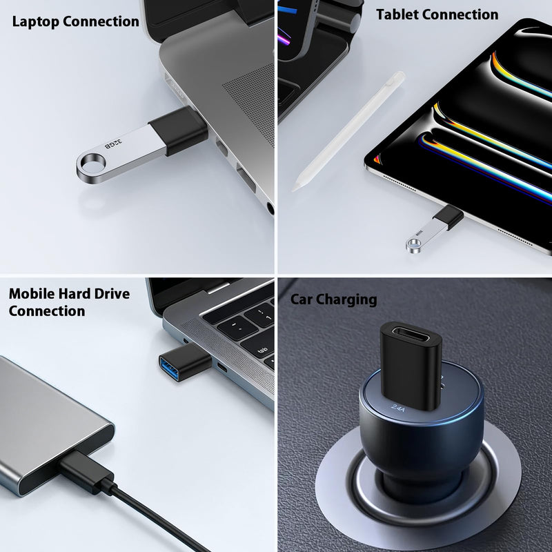 USB C to USB Adapter, Type C Male to USB A 3.0 Female Adapter OTG Converter | USB A Female to USB C Male Adapter 5Gbps for Samsung Galaxy S26 Ultra/S25 FE/S24+ S23 S22 S21, iPhone 17 Pro Max/16e/15, iPad Black