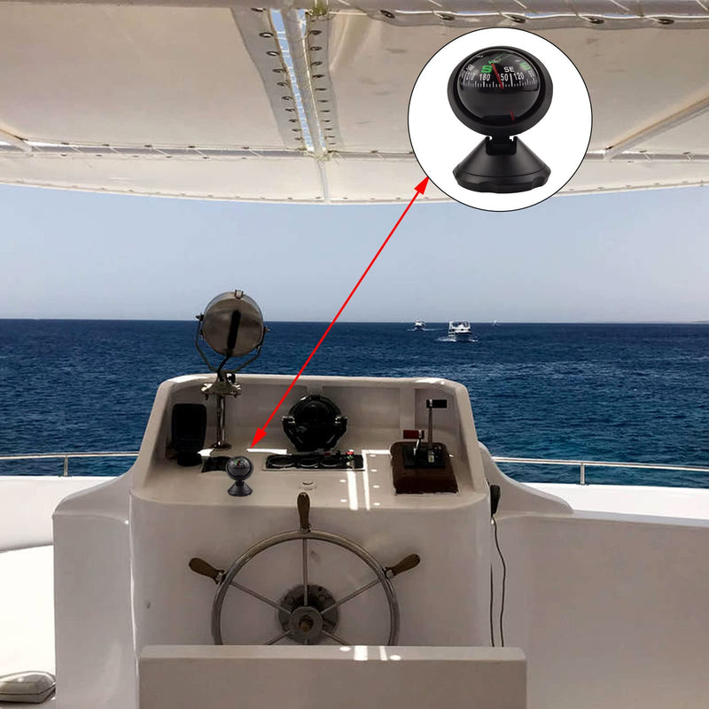 Black Adjustable Ball Night Vision Compass Boat Dash Mount, Adjustable Dash Car for Car Marine Boat Ship