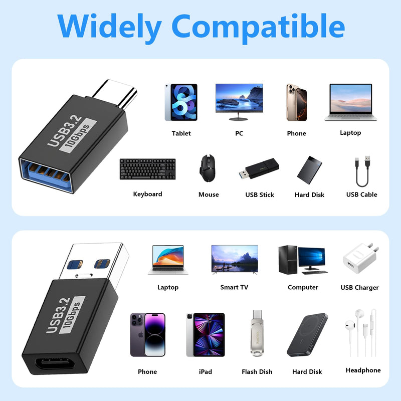 USB to USB C Adapter, USB C Female to USB Male 10Gbps Type C for iPhone 17/16/15/14/13 Plus Pro Max,iPad Air Mini 6 7,Galaxy S23 S24,iPad Air (5 Pack USB A to USB C & 5 Pack USB C to USB A, 10Pack) 5 Pack USB A to USB C & 5 Pack USB C to USB A