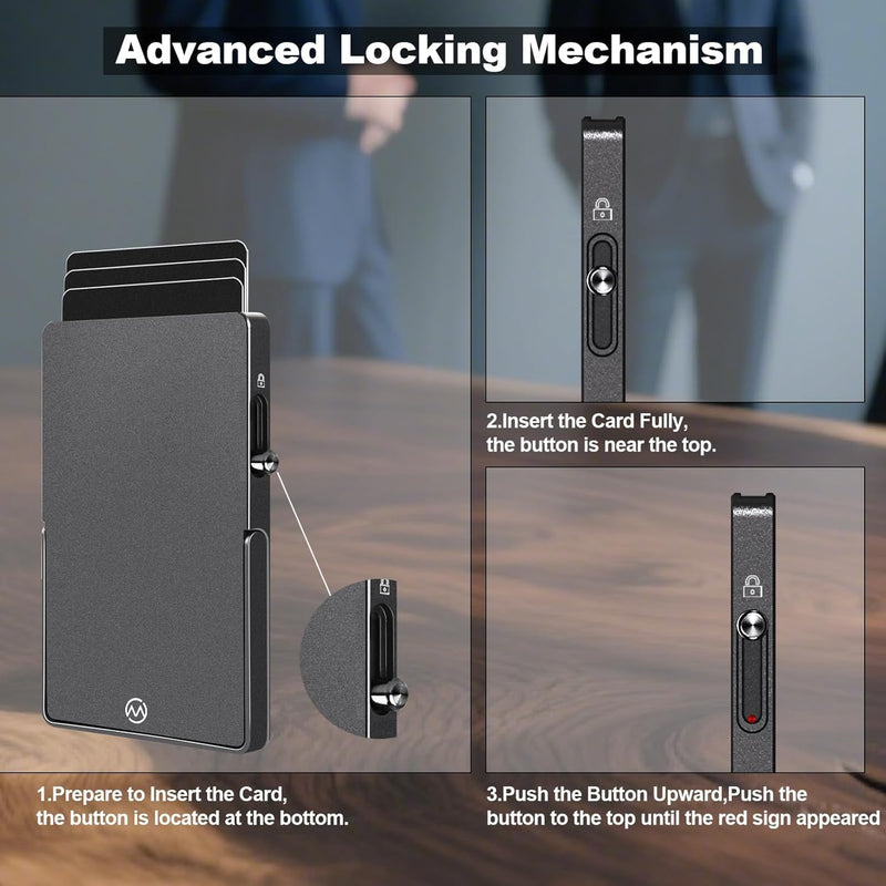 Magnetic Phone Wallet with Adjustable Stand,Pop up Phone Card Holder Quick Access to Bank/Credit Cards, 3.93 * 2.96 * 0.31 Inches Compact Metal Case with RFID Blocking Protection (Space Grey) Space Grey