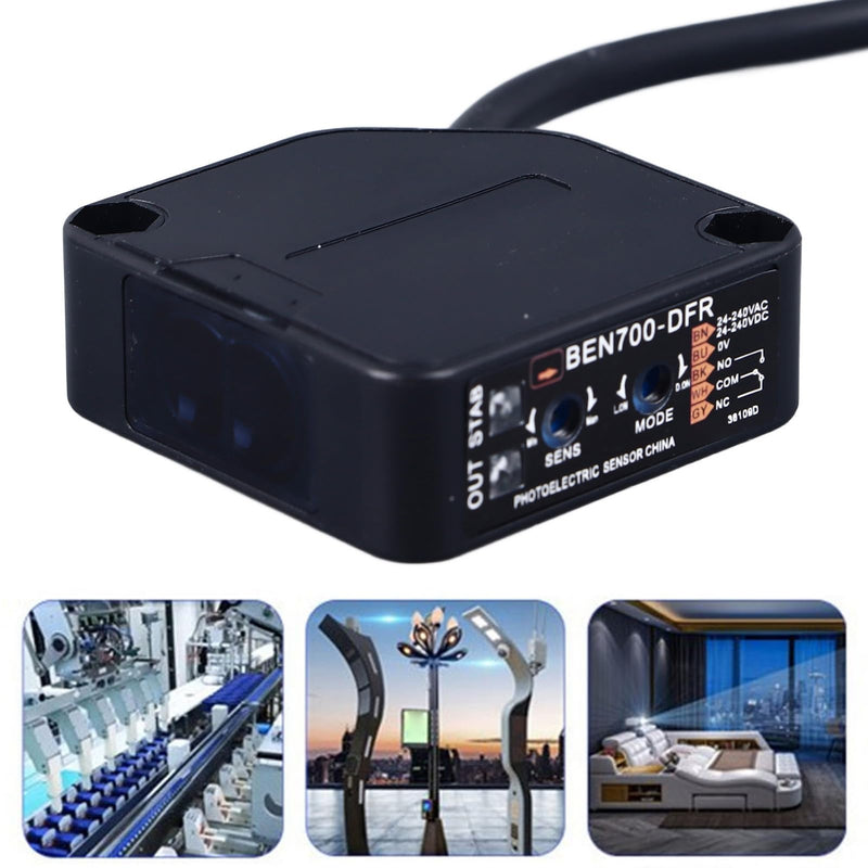 Photoelectric Beam, 70cm Detection Distance Diffuse Reflection Infrared Switch photoelectric Switch Sensor 24-240V AC DC 250VAC 3A, BEN700-