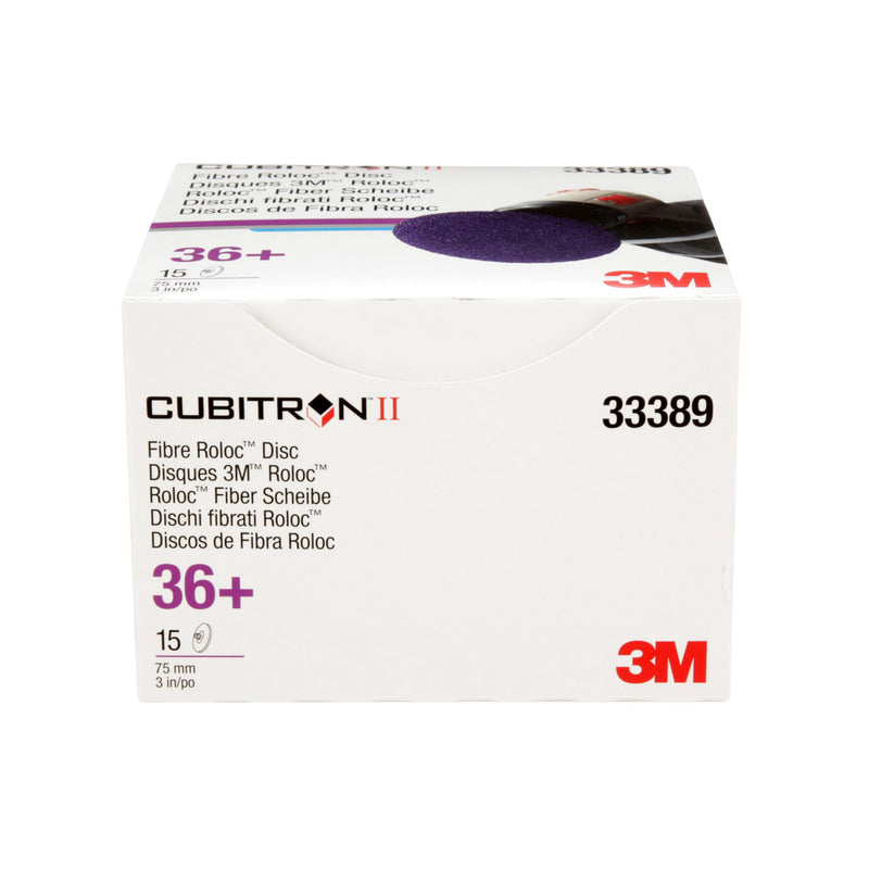 3M Cubitron 3 Roloc Fibre Disc, 33493, 36+, 3 in, Precision Shaped Ceramic Grain, Quick Change Abrasive Disc for Grinding, Weld Blending, Deburring, High Cut Rate and Long Life, Pack of 15