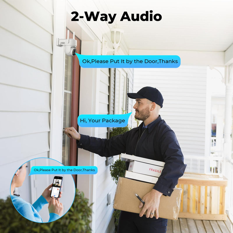 Camcamp Security Cameras Wireless Outdoor, Solar Powered Wireless Security Camera System, 2K PTZ, Color Night Vision, PIR Motion Detection, App Alert, 2-Way Talk, IP66 Waterproof Add-on-Cam