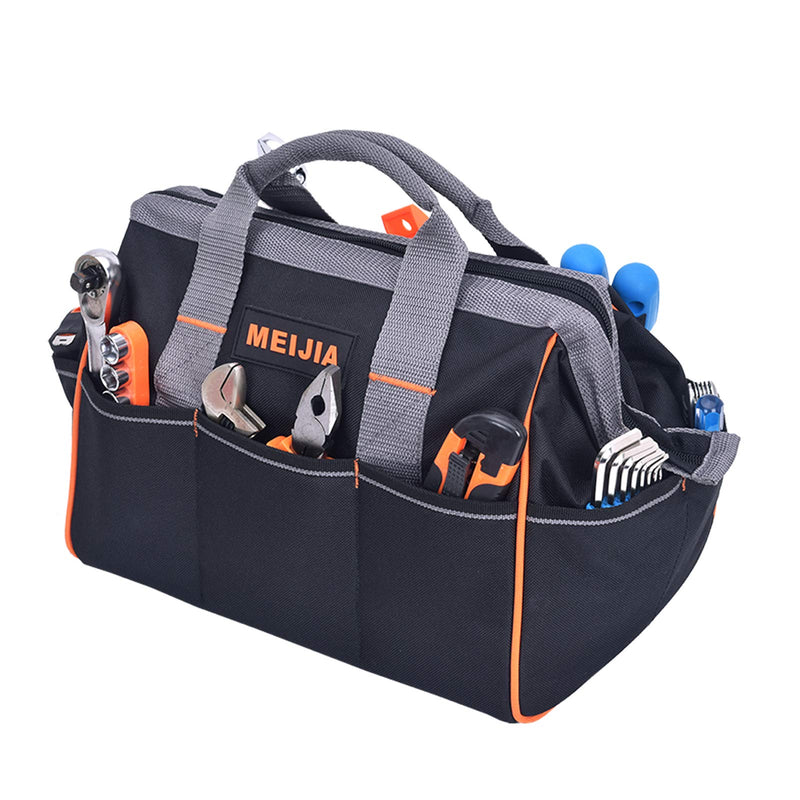 MEIJIA Tool Bags Waterproof Multi-Compartment Pocket Tradesman's Wide Mouth Storage Tool Bag,Fit for Home,Workshop,Job Site (13")