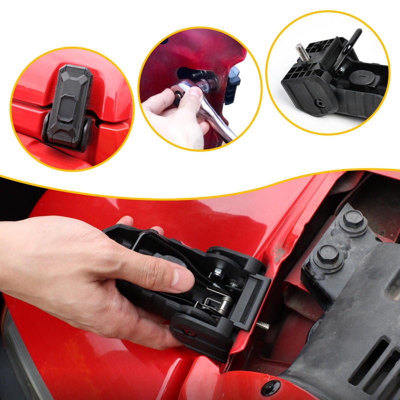 Locking Hood Latch Hood Lock Compatible with 2018-2025 Jeep Wrangler JL 4XE Gladiator JT Hood Latches Kit Hood Catch Replacement Accessories, Eliminate Hood Flutter, 1 Pair Black Blade, 2x Keys