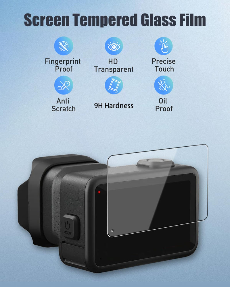 9 Pack Screen and Lens Protector Compatible with GoPro MISSION 1 Pro/MISSION 1, 3 Tempered Glass Rear Screen Films, 3 Tempered Glass Lens Covers,3 PET Front Screen Films, HD Clear Anti-Scratch