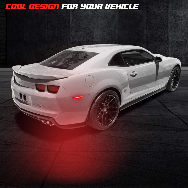  [AUSTRALIA] - RUXIFEY Smoked Lens LED Side Marker Lights Rear Bumper Sidemarker Lamps Reflectors Compatible with 2010 to 2015 Camaro Red- Pack of 2