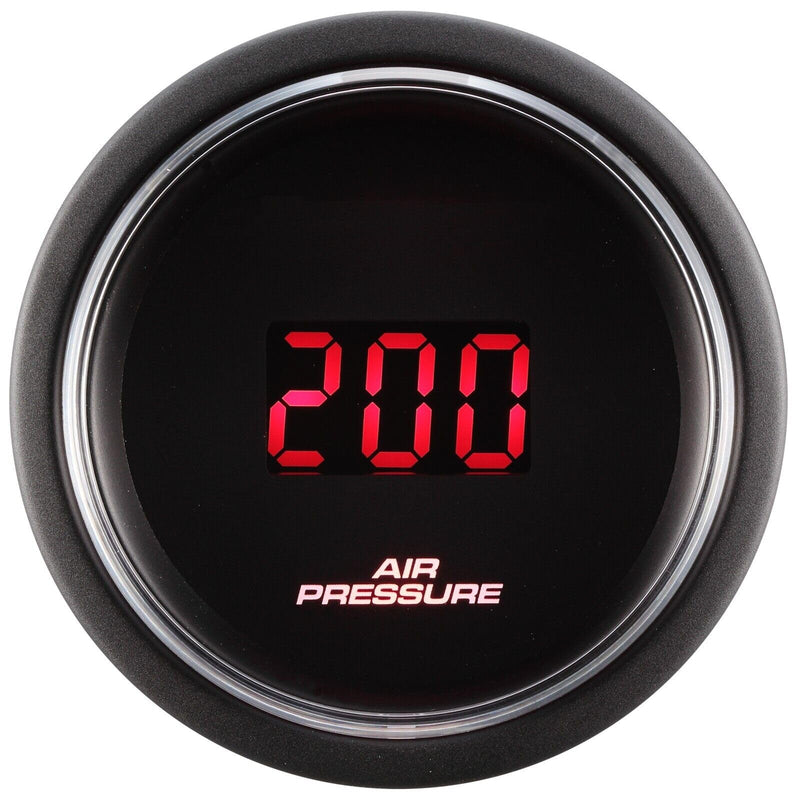 MOTOR METER RACING 52mm 2-1/16" Digital Air Ride Air Bag Suspension Pressure Gauge 0-200 PSI Blue & Red LED Display with Electrical Pressure Sensor Single Air Pressure